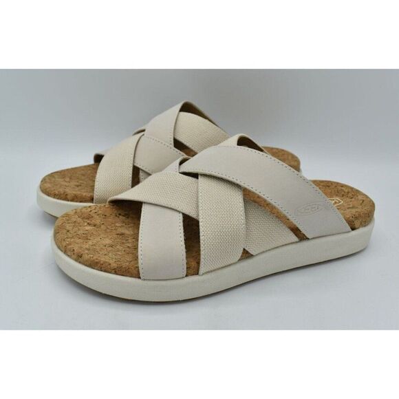 Keen Womens Size 7 Elle Mixed Slide Birch Star White Slip On Sandals Shoes - Picture 1 of 12